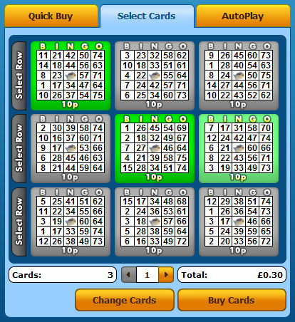 selecting jackpot liner 75 ball bingo cards