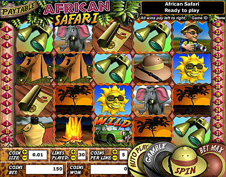 jackpot liner african safari 5 reel online slots game