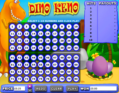 jackpot liner dino keno online casino game