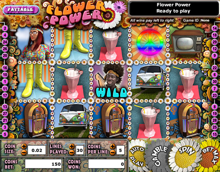 jackpot liner flower power 5 reel online slots game