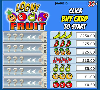 jackpot liner loony fruits pull tabs online instant win game