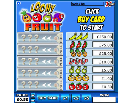 jackpot liner loony fruit online instant win game