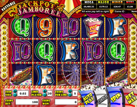 jackpot liner jackpot jamboree 5 reel online slots game