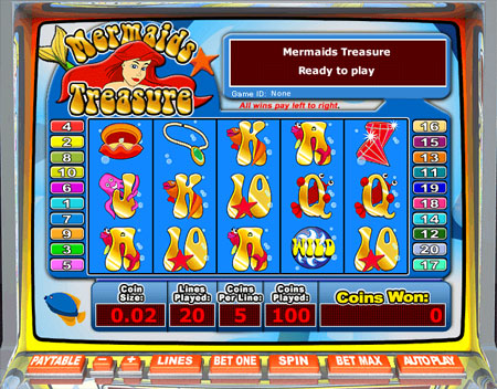 jackpot liner mermaids treasure 5 reel online slots game