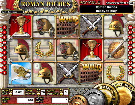 jackpot liner roman riches 5 reel online slots game